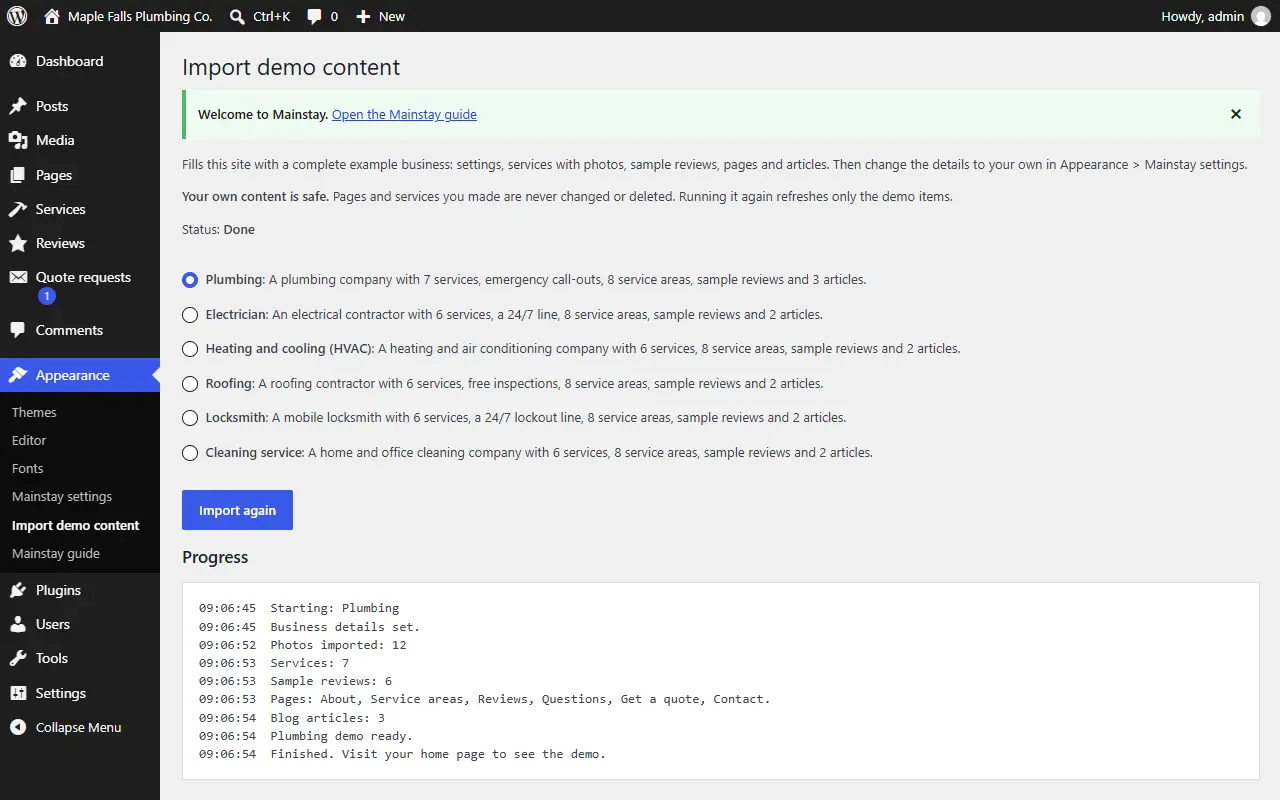 Step 1: Pick a template, in the WordPress admin