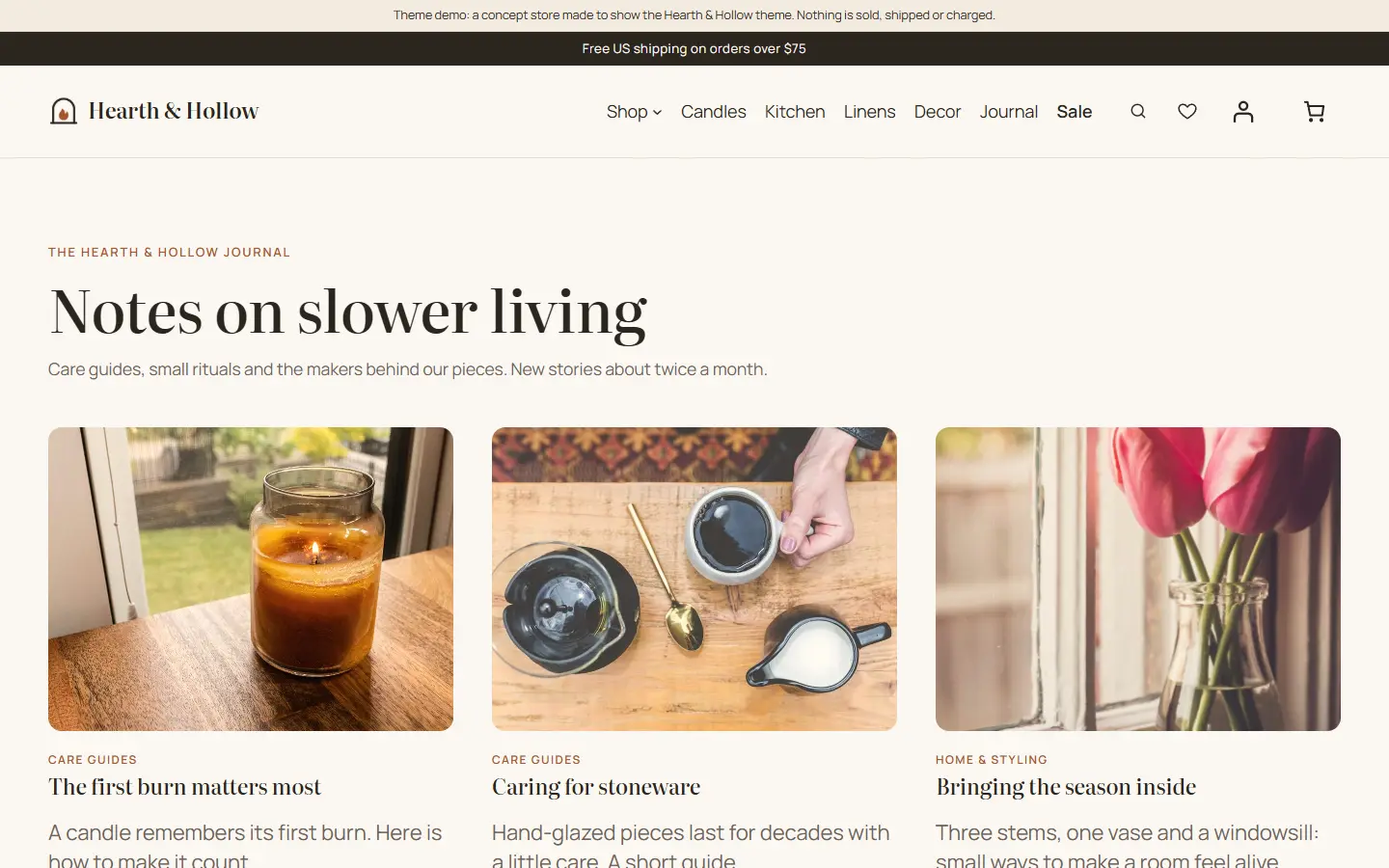 Journal for care guides and brand stories