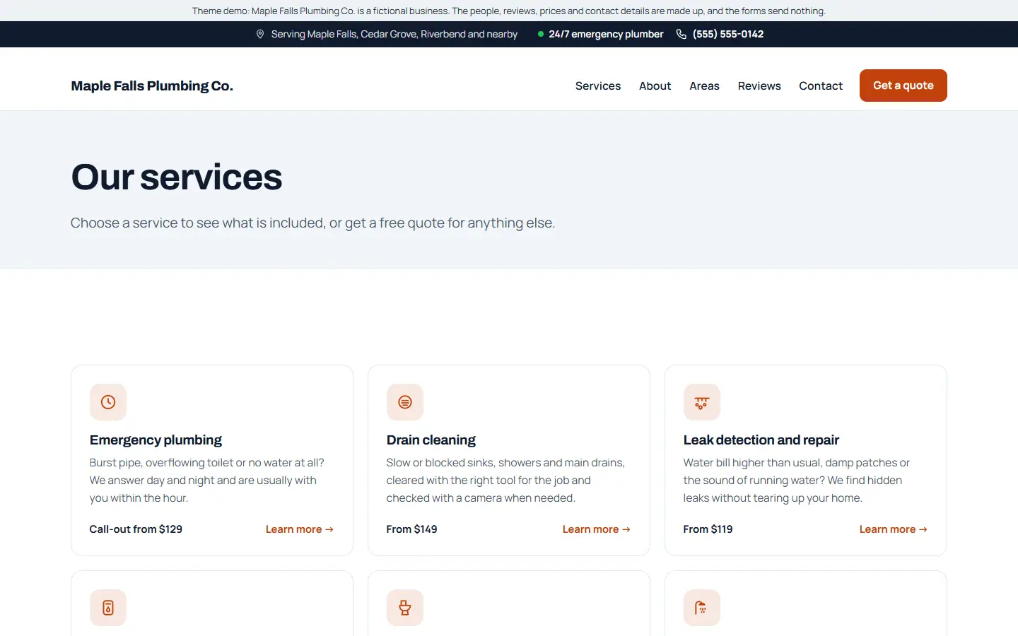 All services, with reasons to choose the business and reviews
